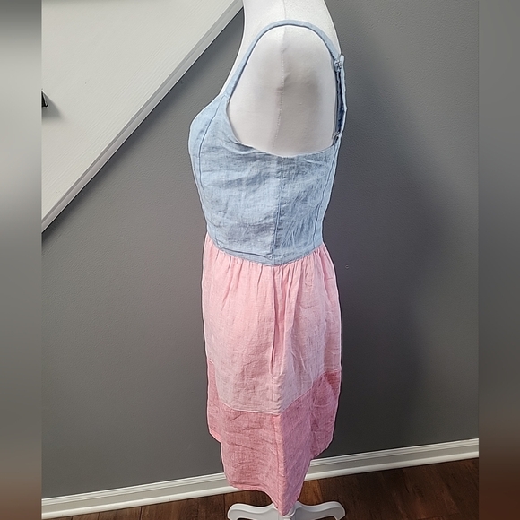 Cynthia Rowley 100% Linen 3 Color Dress with Pockets Coastal Barbiecore Sz 2 - Picture 2 of 6